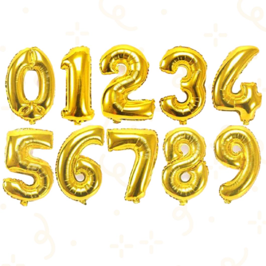 Números dorados metalizados medianos