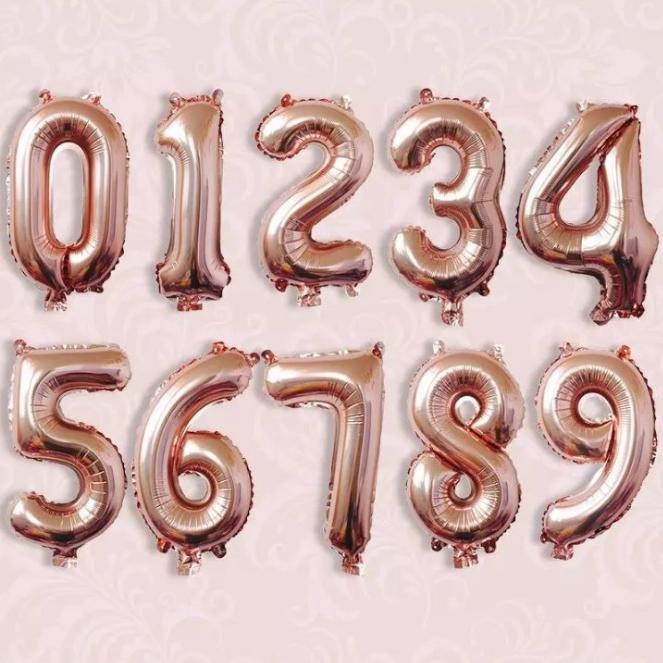 Números metalizados Oro rosa pequeños